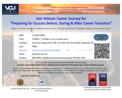 Register Today for This High Value, No Cost Career Transition Seminar!