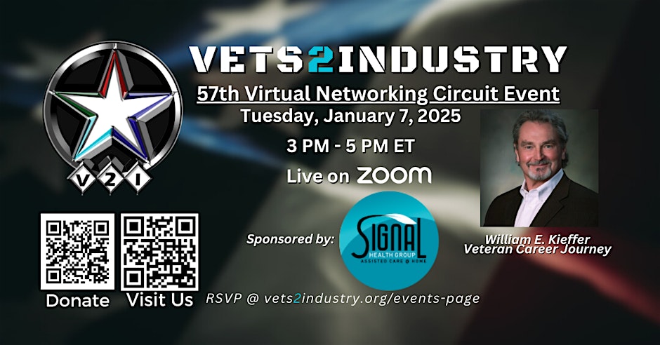 VCJ Co-founder and Executive Director, Bill Kieffer to Speak at Vets2Industry's Networking Circuit Event!